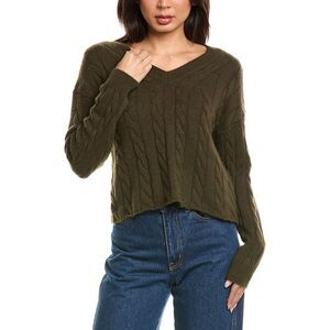 The Cashmere Project Womens  Cropped Cable V Neck Sweater